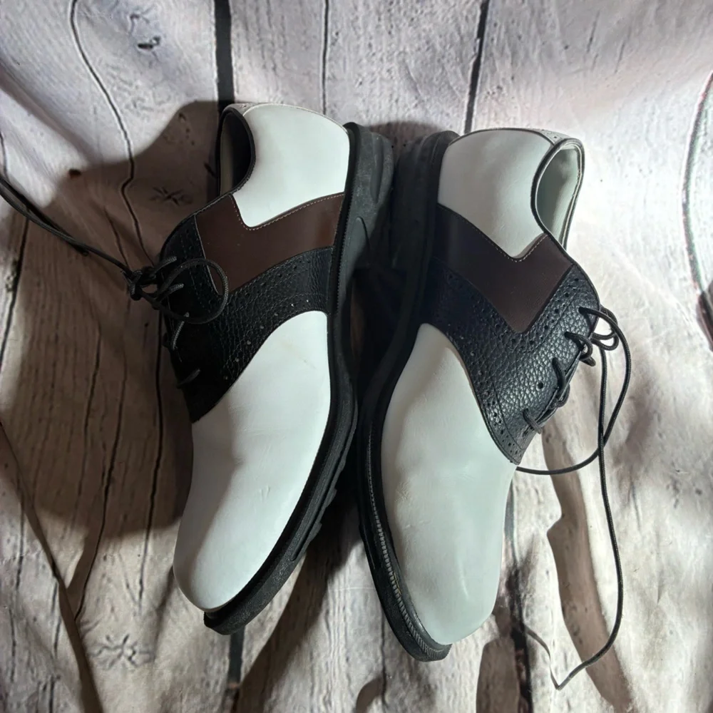Thom Mcan Men’s Leather Two Tone Lace Up Oxford Golf Lug Sole Shoes Size 10‎ GUC